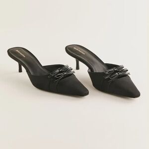 Reformation Nelson Heeled Mule Black Moire - Size 7